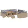 vidaXL Gar&eth;s&oacute;fa sett me&eth; p&uacute;&eth;i 17 pcs Beige og lj&oacute;sgr&aacute;r p&oacute;l&yacute;rattan