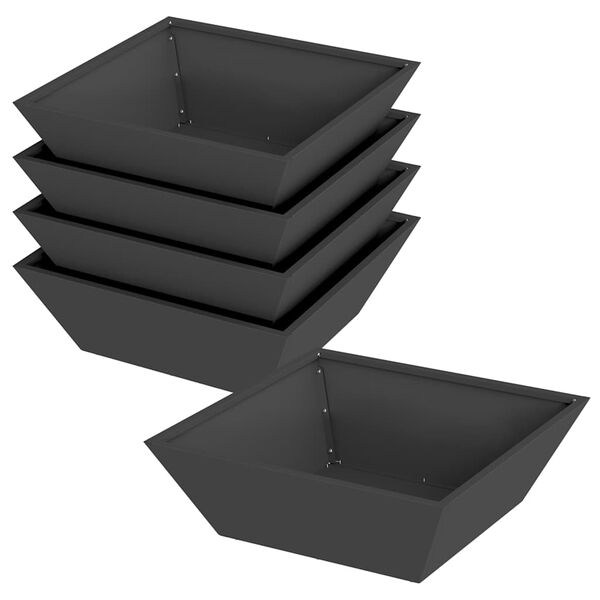 vidaXL Gar&eth;pl&ouml;ntukassi 5 pcs Svartur 50 x 50 x 15 cm Kalt ofi&eth; st&aacute;l