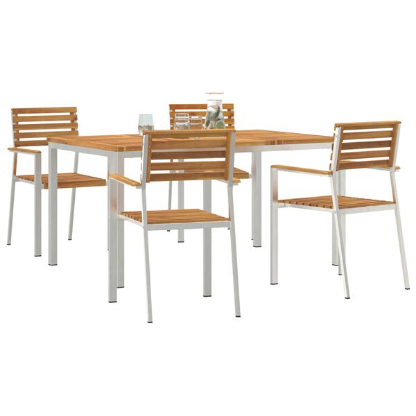 vidaXL Garðborðstofusett 5 pcs Brúnn Solid Akasíutré