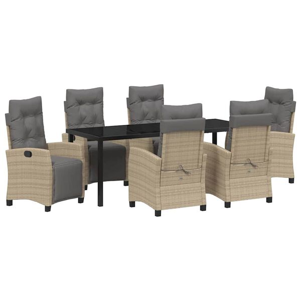 vidaXL Gar&eth;ur bor&eth;sett me&eth; p&uacute;&eth;i 7 pcs Drapplita&eth;ur p&oacute;l&yacute;rattan