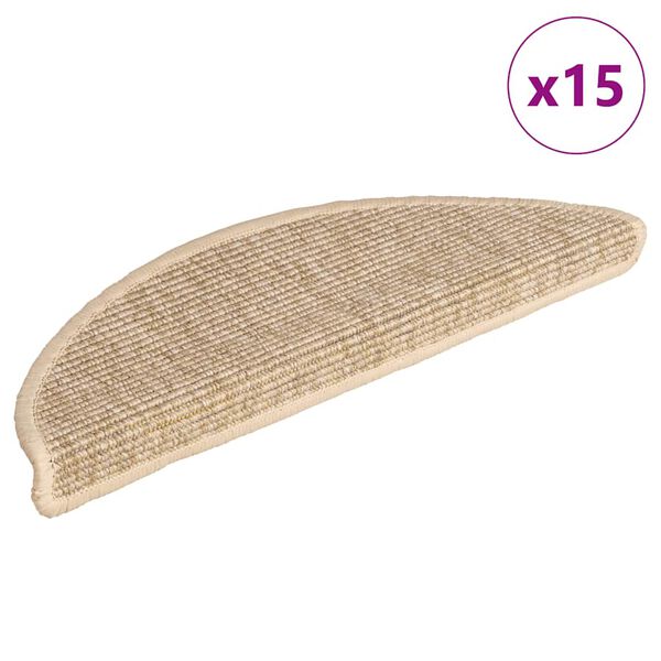 vidaXL Stigamottur 15 stk 56x17x3 cm lj&oacute;sbeige h&aacute;lfhringlaga