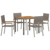 vidaXL Gar&eth;ur bor&eth;sett 5 pcs Gr&aacute;r p&oacute;l&yacute;rattan