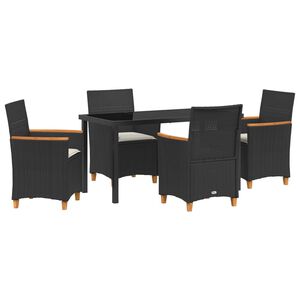 vidaXL Gar&eth;ur bor&eth;sett 5 pcs Svartur p&oacute;l&yacute;rattan