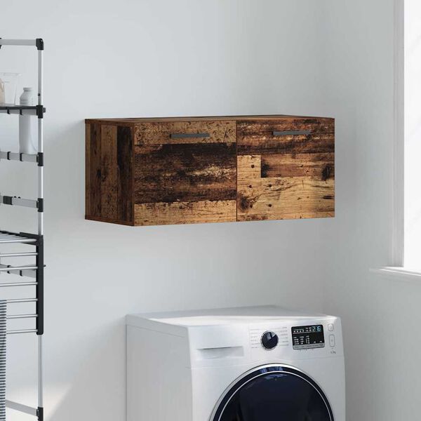 vidaXL Veggsk&aacute;pur Gamalt vi&eth;ur 80 x 36.5 x 35 cm Samsettur vi&eth;ur