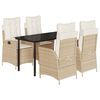 vidaXL 5 Hluta Gar&eth;bor&eth;sett me&eth; Sessum Drappa&eth; P&oacute;l&yacute;rattan
