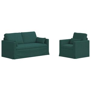 vidaXL S&oacute;fi 2 pcs D&ouml;kkgr&aelig;n 158 x 78 x 80 cm d&uacute;kur
