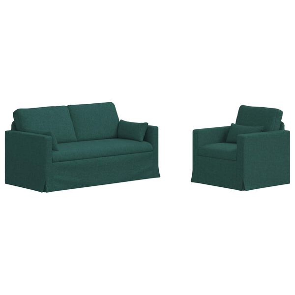 vidaXL S&oacute;fasett 2 pcs D&ouml;kkgr&aelig;n 158 x 78 x 80 cm d&uacute;kur