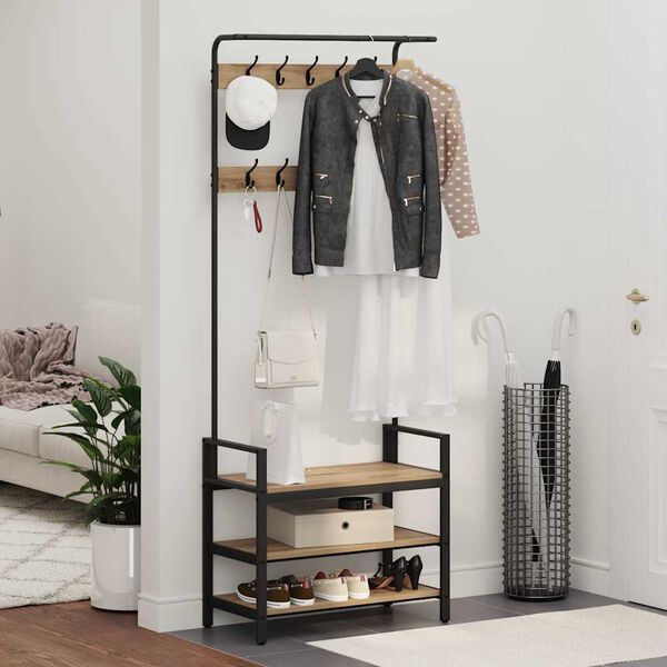 vidaXL Fatahengi Annað handverkseik 75 x 34 x 184 cm Samsettur viður