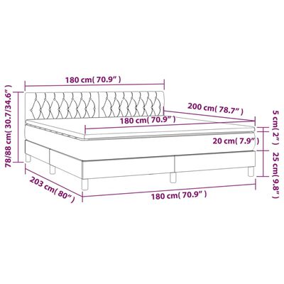 vidaXL Hólfað Springrúm með Dýnu og LED Blátt 180x200cm Tauefni