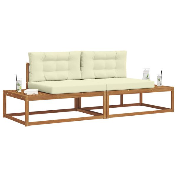 vidaXL &Uacute;ti s&oacute;fasett me&eth; p&uacute;&eth;i 2 Stykki N&aacute;tt&uacute;rulegt og Krem