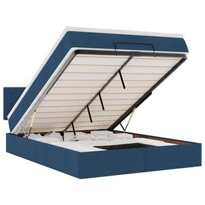 vidaXL Ottoman r&uacute;m me&eth; d&yacute;nu Bl&aacute;u 140x190 cm Efni