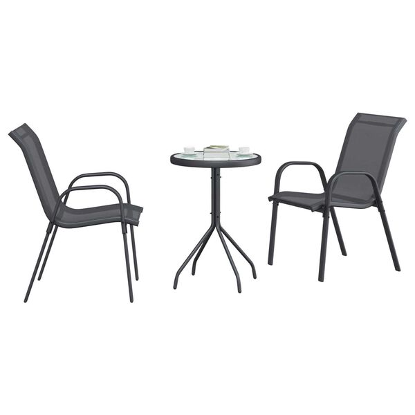 vidaXL Garð Bistro Set 3 pcs Grár Stál