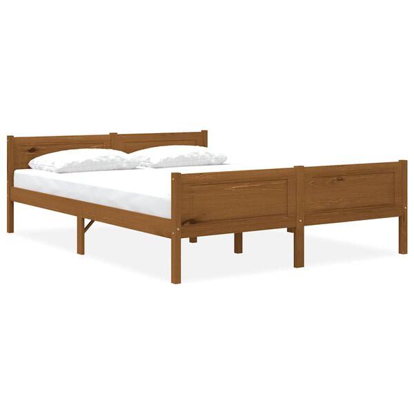 322113 vidaXL Bed Frame Solid Pinewood Honey Brown 140x200 cm