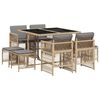 vidaXL 9 Hluta Gar&eth;s&oacute;fasett me&eth; Sessum Drapplitu&eth; Blanda P&oacute;l&yacute;rattan