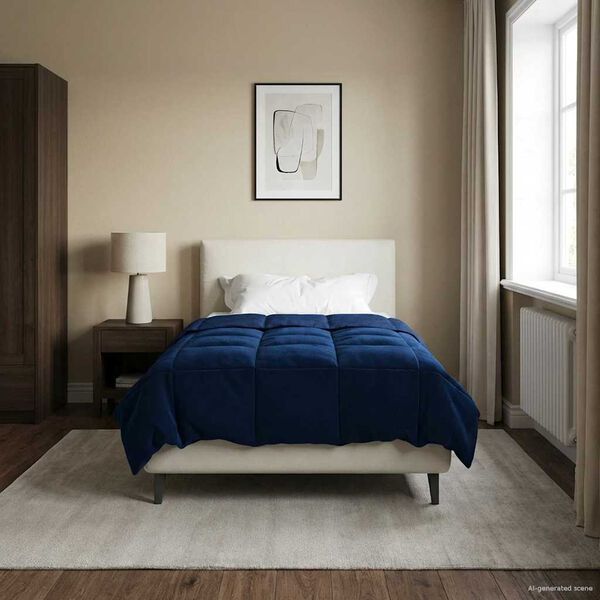 vidaXL Vetrar s&aelig;ng S&iacute;&eth;la&eth; D&ouml;kkbl&aacute;r 140 x 200 cm M&iacute;kr&oacute;f&iacute;ber