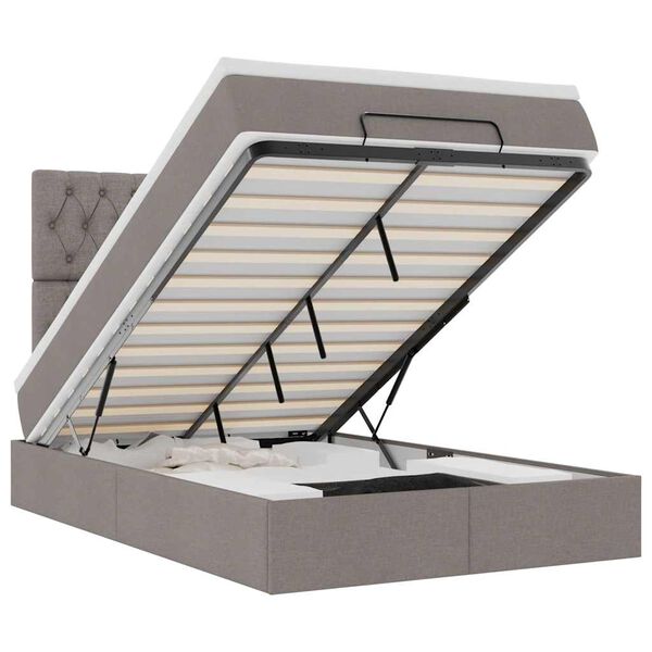 vidaXL Ottoman R&uacute;m me&eth; D&yacute;nu & LED Taupe 120x190cm Efni