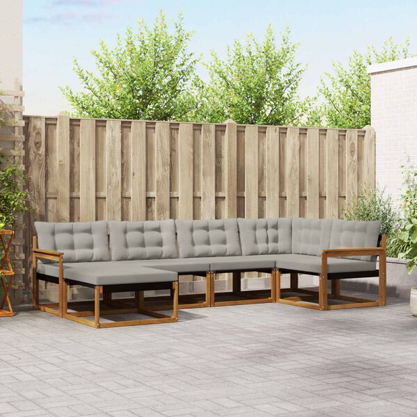 vidaXL &Uacute;ti s&oacute;fasett 6 pcs N&aacute;tt&uacute;rulegt og Lj&oacute;st Gr&aacute;tt Hrein akas&iacute;utr&eacute;