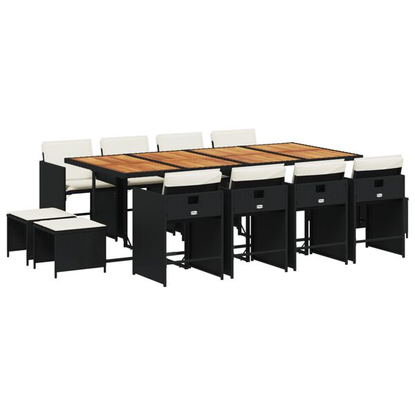 vidaXL 13 Parta Gar&eth;s&oacute;fasett me&eth; Sessum Svart P&oacute;l&yacute;rattan