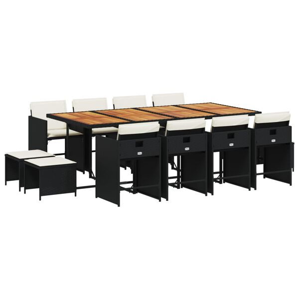 vidaXL 13 Parta Gar&eth;s&oacute;fasett me&eth; Sessum Svart P&oacute;l&yacute;rattan