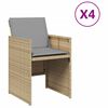 vidaXL Gar&eth;st&oacute;lar me&eth; Sessum 4 stk. Drappa&eth;ir P&oacute;l&yacute;rattan