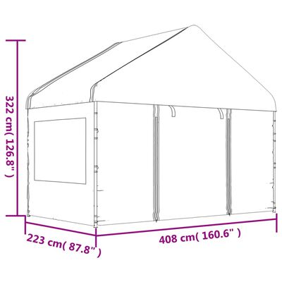 vidaXL Garðtjald með Þaki Hvítt 20,07x4,08x3,22 m Pólýetýlen