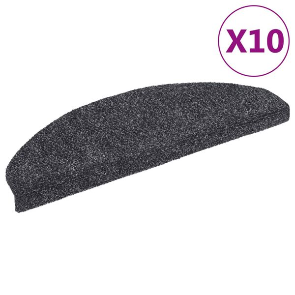 vidaXL Stigamottur sjálflímandi 10 stk 65x21x4 cm dökkgráar hálfhringlaga stórar