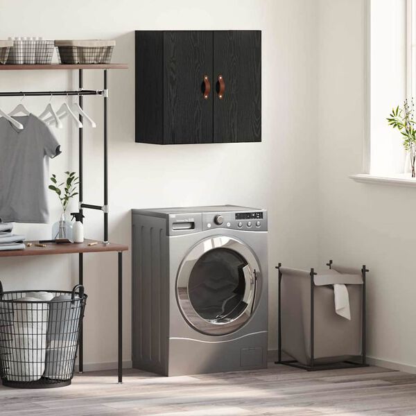 vidaXL Veggsk&aacute;pur Vegghengt Sv&ouml;rt eik 60 x 31 x 60 cm Samsettur vi&eth;ur