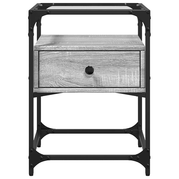 vidaXL N&aacute;ttbor&eth; Gr&aacute;ir Sonoma Eik 40x40x55 cm Samsettur Vi&eth;ur