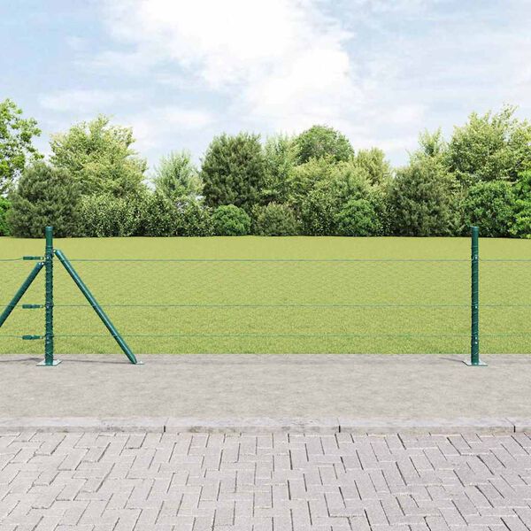 vidaXL Gir&eth;ingarp&oacute;stur Gr&aelig;nn 50 x 0,4 m (25 mm net) St&aacute;l og PVC