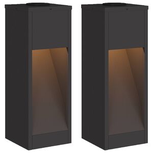 vidaXL S&oacute;l LED lei&eth;arlj&oacute;s 2 pcs Svartur Kaldvalsa&eth;ur st&aacute;lar