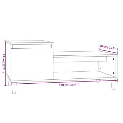 vidaXL Sófaborð Reyklituð Eik 100x50x45 Samsettur Viður