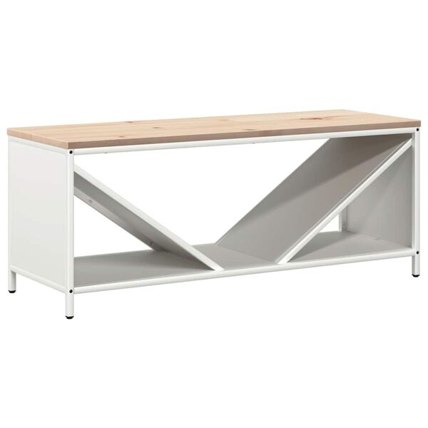 vidaXL Eldiviðargrind með Viðarplötu Hvítur 100,5x35,5x40 cm