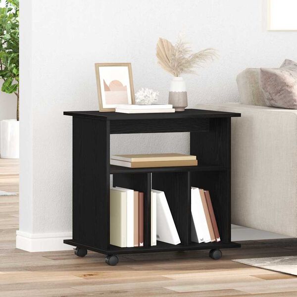 vidaXL Hj&oacute;lask&aacute;pur Svartur Eik 60 x 45 x 55 cm Samsettur vi&eth;ur