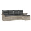 vidaXL Gar&eth;s&oacute;fa sett me&eth; p&uacute;&eth;i me&eth; geymslu 5 pcs Lj&oacute;sgr&aacute;tt Poly rattan