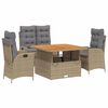 vidaXL 4 Hluta Gar&eth;bor&eth;stofusett me&eth; Sessum Drappa&eth; P&oacute;l&yacute;rattan