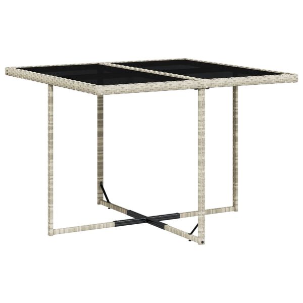 vidaXL 5 Parta Gar&eth;bor&eth;stofusett me&eth; Sessum Lj&oacute;sgr&aacute;tt P&oacute;l&yacute;rattan