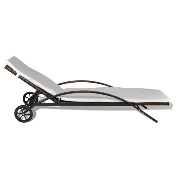 vidaXL S&oacute;lbekkur me&eth; P&uacute;&eth;um & Hj&oacute;lum P&oacute;l&yacute;rattan Br&uacute;nn