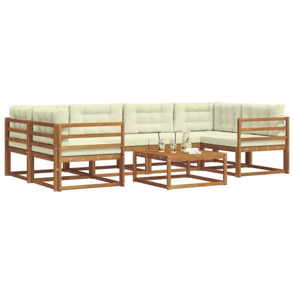 vidaXL &Uacute;ti s&oacute;fasett me&eth; p&uacute;&eth;i 7 pcs N&aacute;tt&uacute;rulegt og Krem