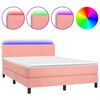 vidaXL H&oacute;lfa&eth; Springr&uacute;m me&eth; D&yacute;nu&LED Bleikur 140x190 cm Flauel