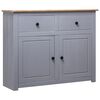 vidaXL Skenkur Gr&aacute;r 93x40x80 cm Gegnheill Furuvi&eth;ur Panamast&iacute;ll