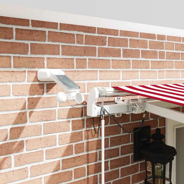 vidaXL H&aelig;gt a&eth; draga saman skyggni Rautt og hv&iacute;tt 500 &times; 350 cm