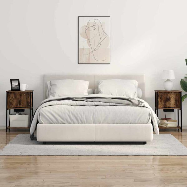 vidaXL Noat&ouml;flu sk&aacute;pur 2 pcs Rau&eth;-eik 38 x 31 x 61 cm Samsettur vi&eth;ur