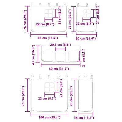 vidaXL Koja með Gardínum Hvít og Svört 75x190 cm Gegnheil Fura