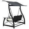 49228 vidaXL 3-Seater Garden Swing Bench with Canopy Poly Rattan Black