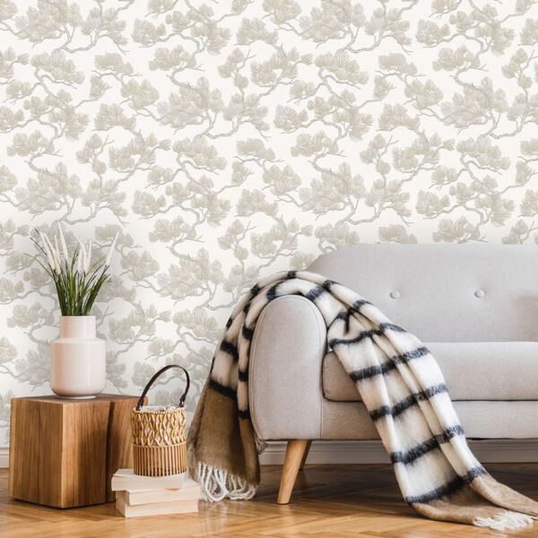 DUTCH WALLCOVERINGS Veggfóður Furutré Hvítt