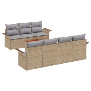 vidaXL Gar&eth;s&oacute;fa sett me&eth; p&uacute;&eth;i 8 pcs Drapplita&eth;ur p&oacute;l&yacute;rattan