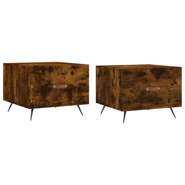 vidaXL S&oacute;fabor&eth; 2 stk. Reyklitu&eth; Eik 50x50x40 cm Samsettur Vi&eth;ur