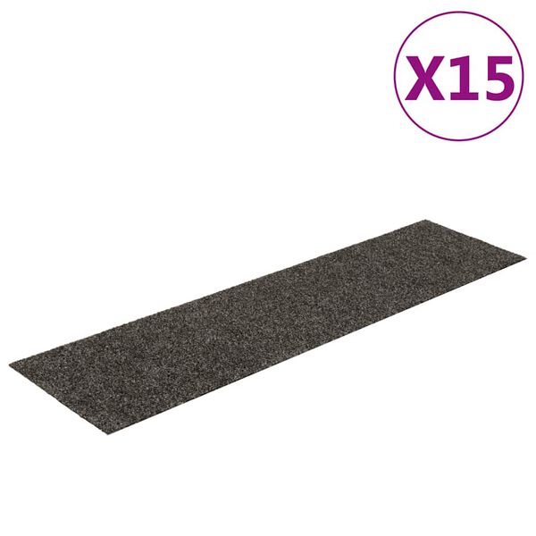 vidaXL Stigamottur sjálflímandi 15 stk 76x20 cm antrasít ferhyrndar