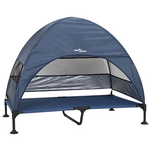 vidaXL Upph&yacute;ft hundar&uacute;m D&ouml;kkbl&aacute;r 127 x 81 x 108 cm Efni og st&aacute;l