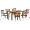 vidaXL Garður borðsett 7 pcs Svartur Poly rattan